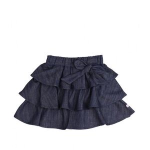 RuffleButts Ruffled Denim Bow Skirt